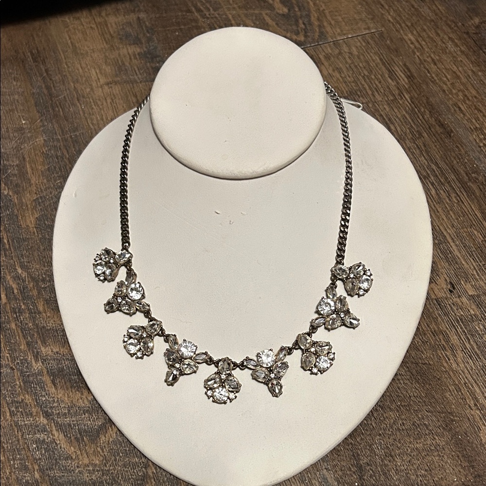 J. Crew Gold Tone Crystal Rhinestone Statement Necklace‎ Prom Cocktail